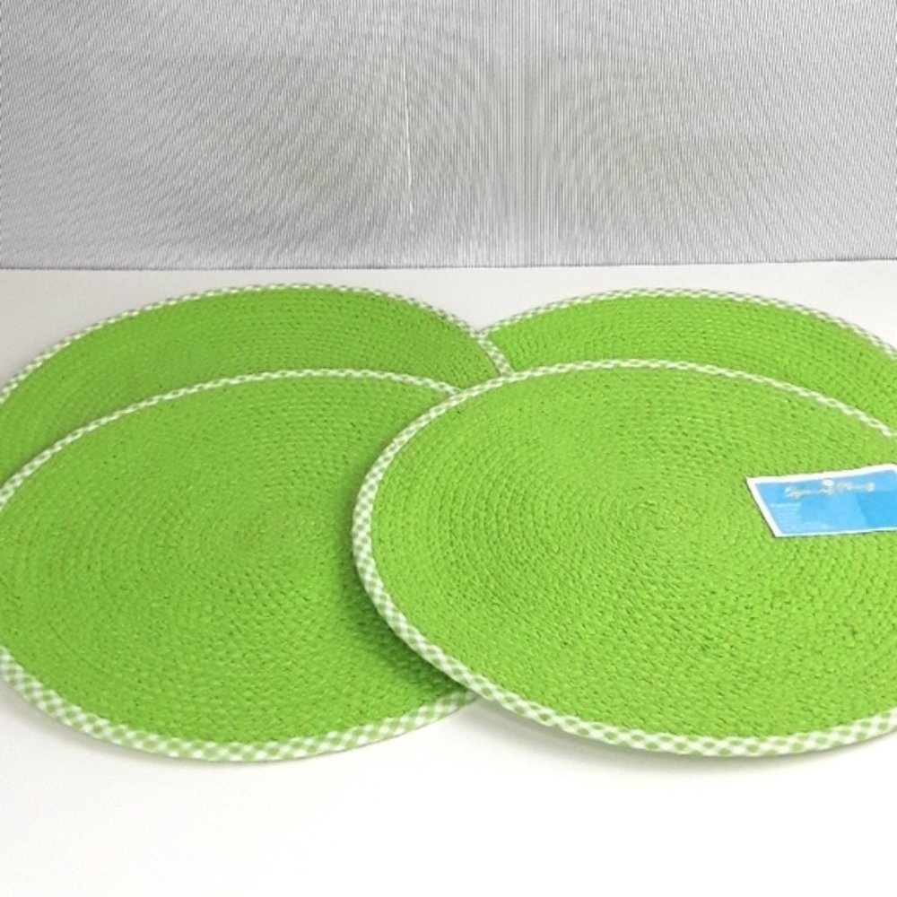 Gingham Trim Placemats, Set of 4